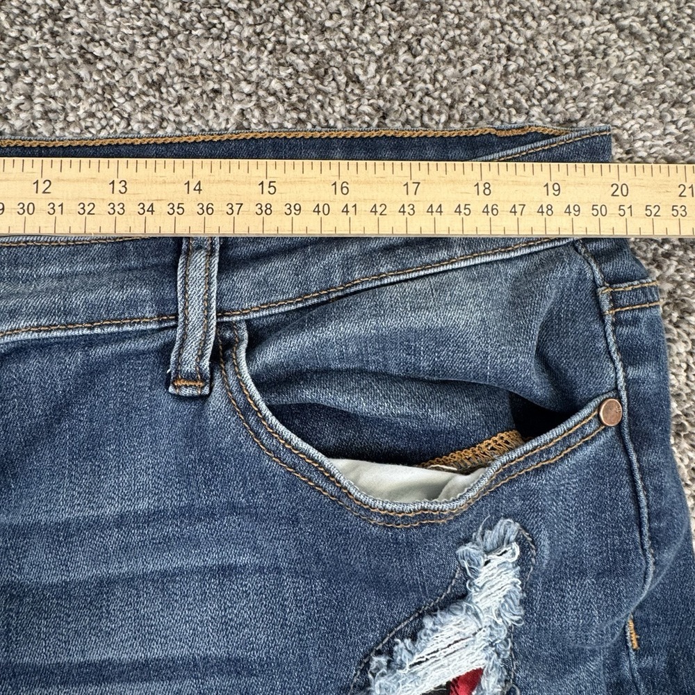 Judy Blue Jeans Sz 3xl 40x27.5 Distressed Skinny Fit Blue Plaid Whisker JB8268DK - Picture 4 of 7